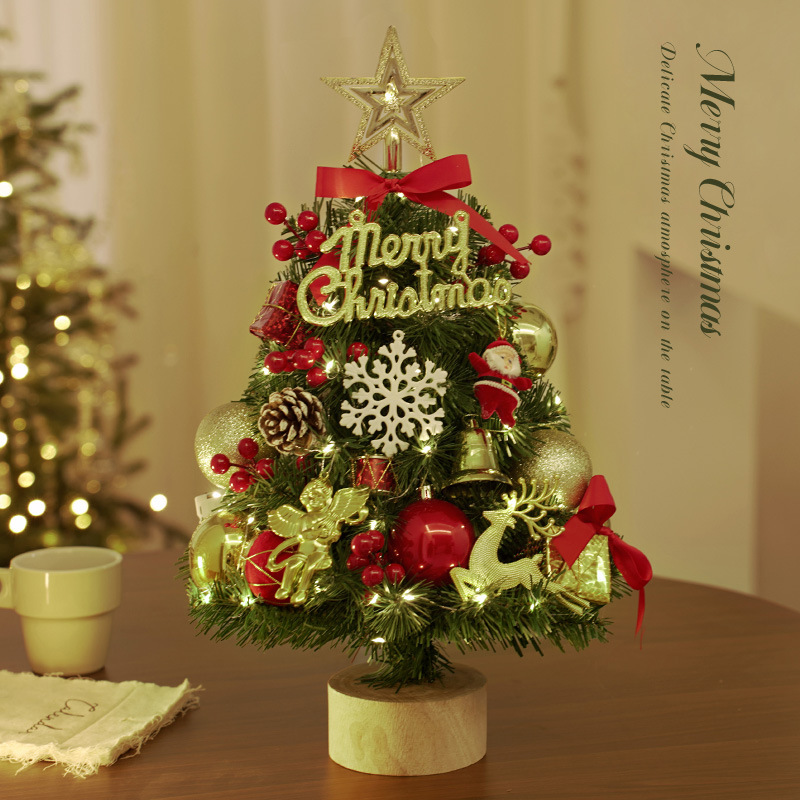 Nuevo mini árbol de Navidad transfronterizo árbol de Navidad árbol de escritorio con iluminación artificial simulación pequeña diy