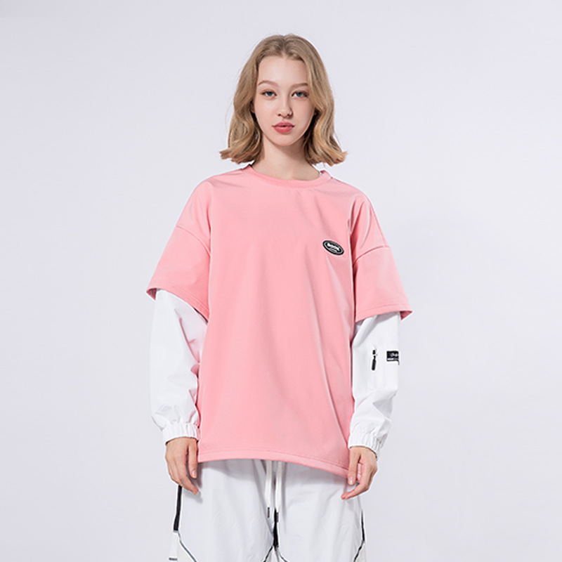 2023新款男女情侣款滑雪服户外单板双板防水保暖滑雪卫衣拼接上衣
