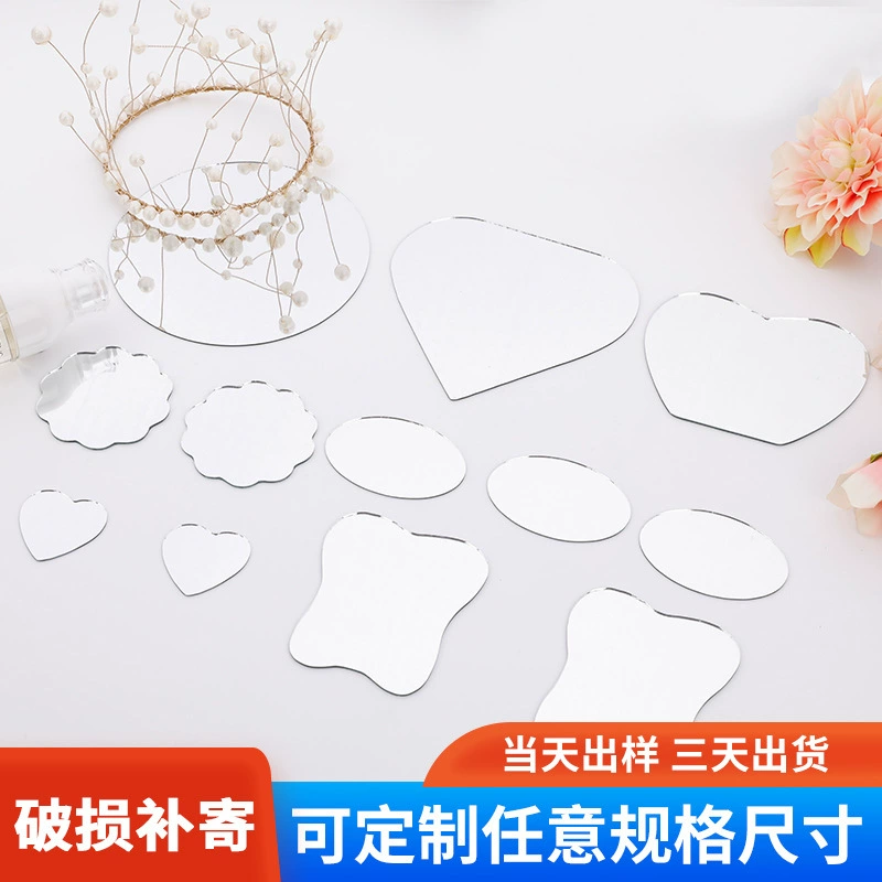 Односторонняя стеклянная линза для макияжа круглое зеркало в форме сердца, различные нерегулярные портативные зеркальные линзы для рукоделия