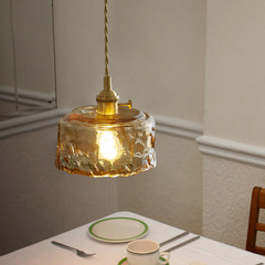 Wabi-sabi style restaurant pendant light, extremely minimalist Nordic lighting, Japanese retro small pendant light, amber glass bar table lamp