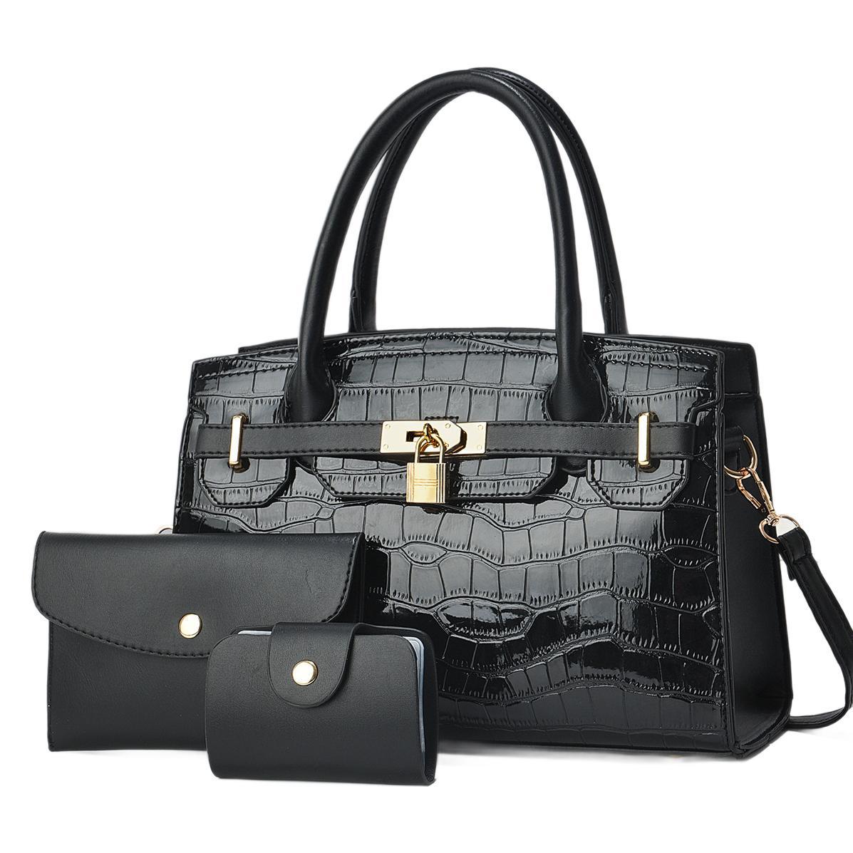 Taizhou bolso de mujer bolso de mano con patrón de piedra bolso de tres piezas de comercio exterior transfronterizo bolso de hombro de gran capacidad bags