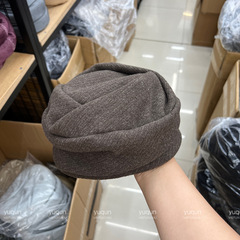 日系高品质灰咖色羊毛堆堆帽女秋冬加厚保暖包头帽个性褶皱贝雷帽