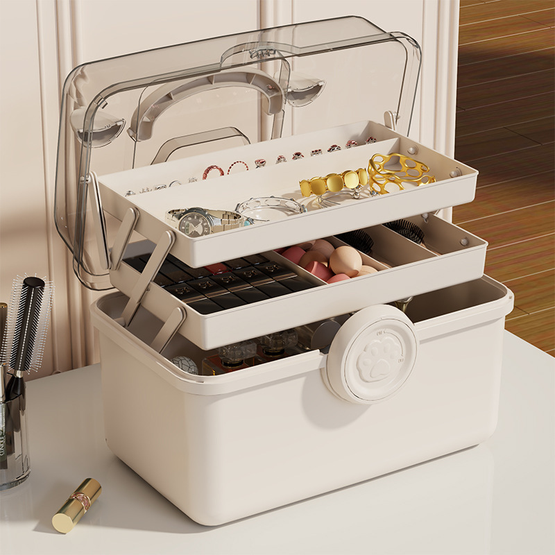 New Extra-Large Household Multifunctional Desktop Large-Capacity Storage Box Light Luxury Manicure Cosmetics Sewing Box