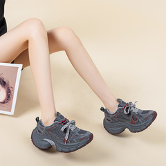 磨砂真皮休闲鞋女2025秋新款厚底网红爆款运动高颜值小个子老爹鞋