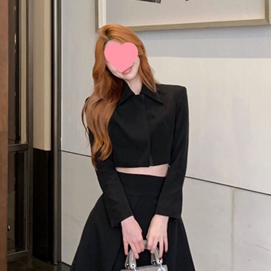 法式气质领短款外套上衣时尚套装女秋季高腰半身裙长裙两件套|undefined