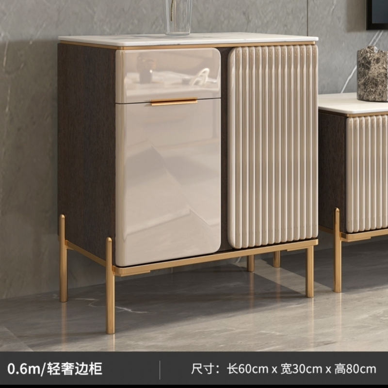 Mesa de té de tabla de roca simple combinación de gabinete de televisión de sala de estar moderna pequeña casa simple y ligera mesa de televisión de lujo