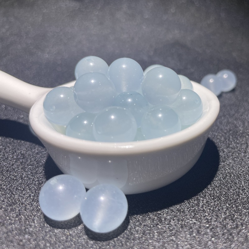 冰种天空蓝玉髓散珠浅蓝玉圆珠翡翠玉髓配珠diy配件饰手工串珠批