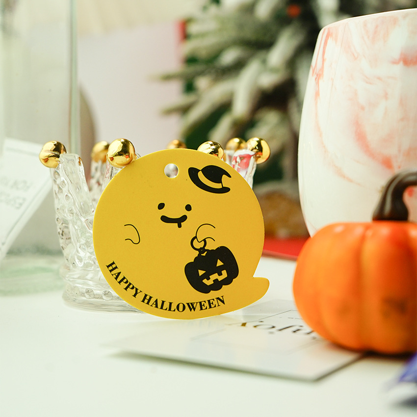 50片价 少量款万圣节礼物包装装饰吊牌可爱幽灵造型纸质挂件标签