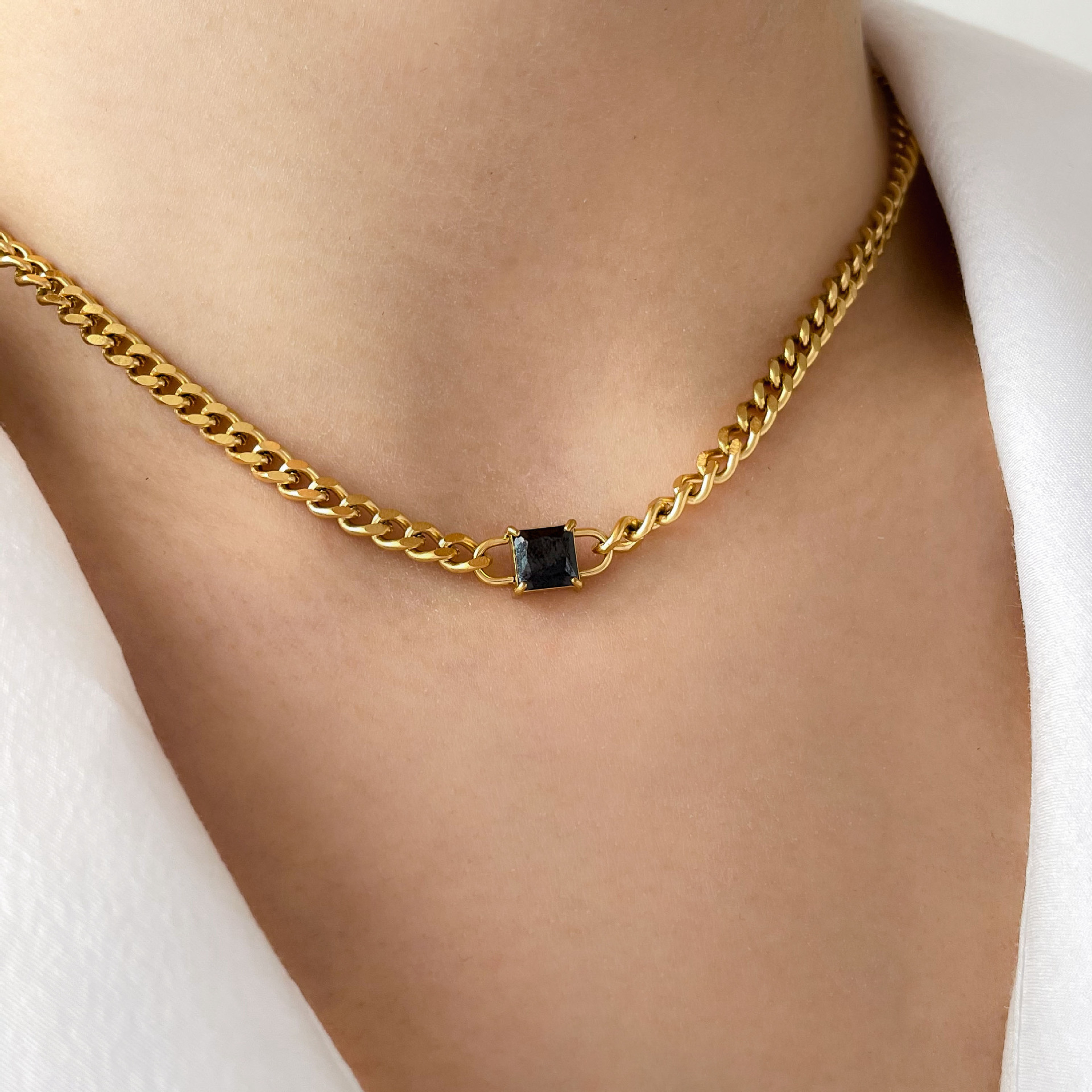 Simple Style Solid Color Titanium Steel Inlay Zircon Rings_colorza_1