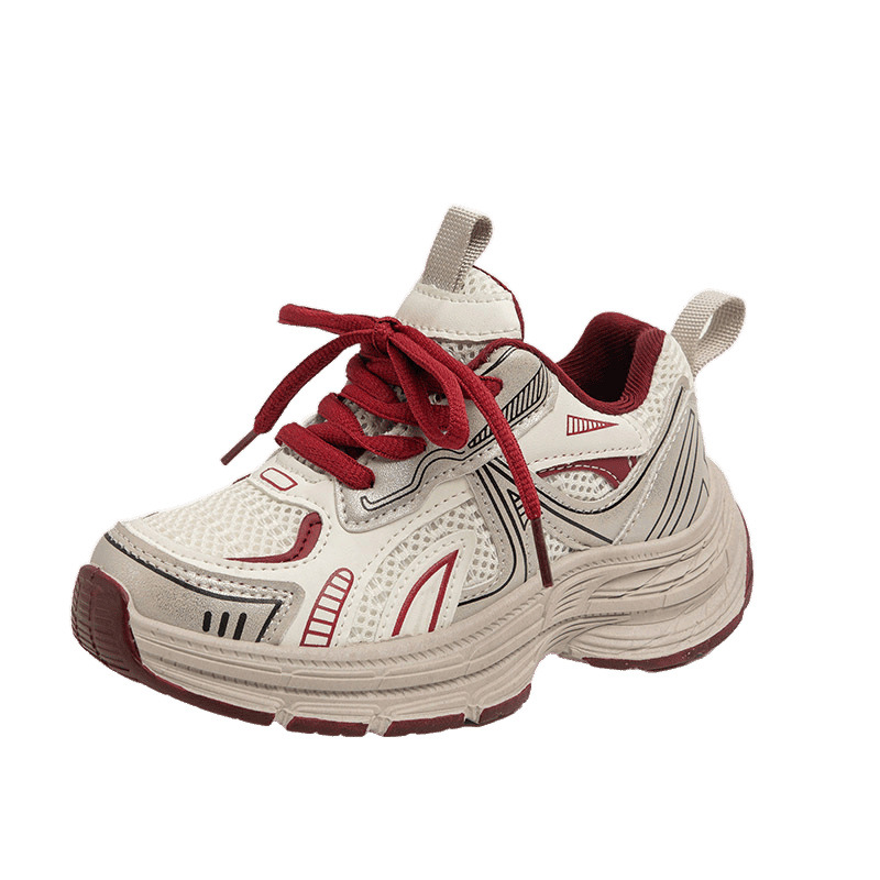 Zapatos de papá de moda para niñas 2025 primavera y otoño nuevos zapatos deportivos ligeros de malla para niños zapatos casuales de moda para niños