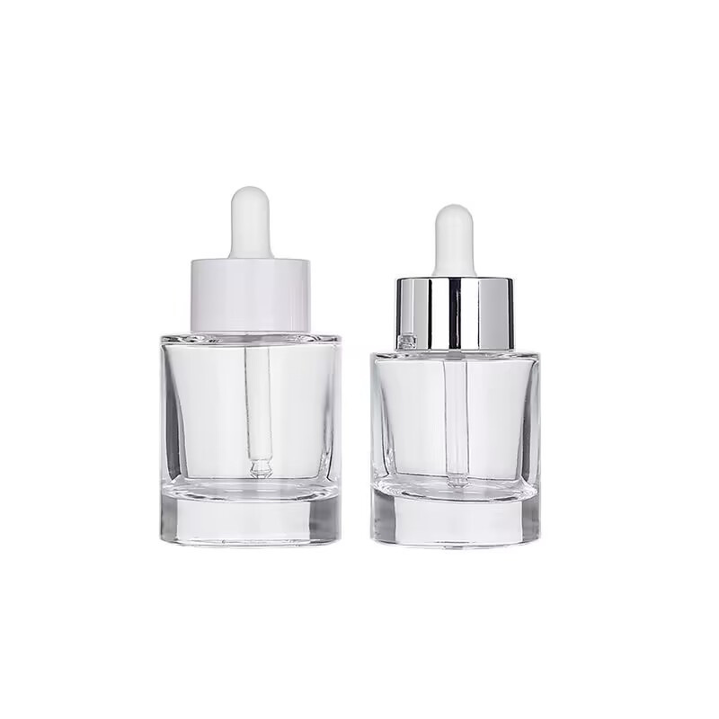 現物30ml円柱透明精華瓶化粧品分注瓶50ml平肩滴管ガラス精油分注瓶|undefined
