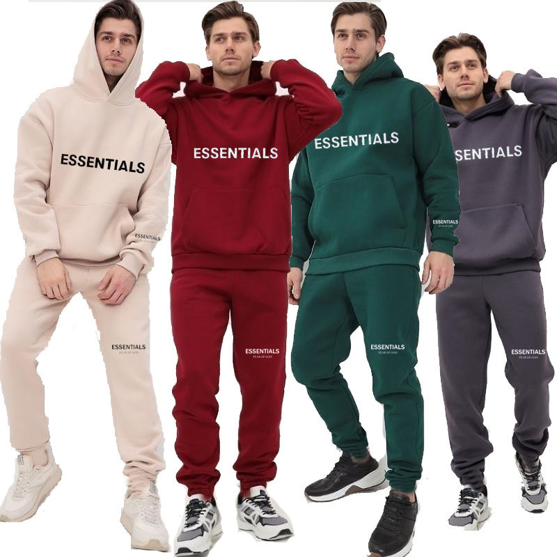 European and American Popular Fer Multi-Thread Trendy Brand Esentials New Chest and Cuff Hot Stamping Men's Sports Sweatshirt Suit European and American Popular Fer Multi-Thread Trendy Brand Esentials New Chest and Cuff Hot Stamping Men's Sports Sweatshirt Suit