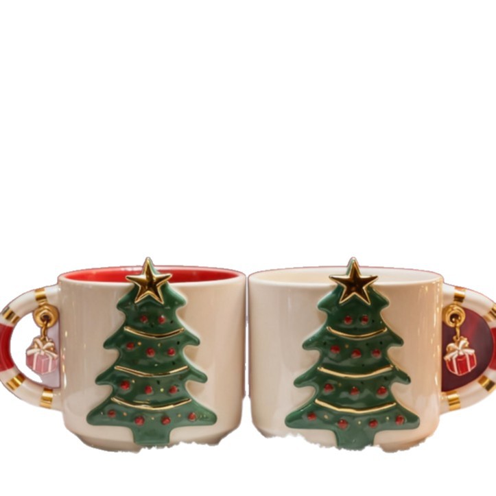 Navidad árbol de Navidad tridimensional taza de cerámica Qin Sheng taza de cerámica festivales regalos de Navidad taza de café regalos