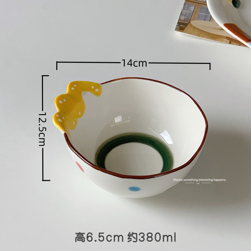 かわいい陶磁器の茶碗の碗の皿のセットの女子学生の高い顔の値のヨーグルトの碗の朝食の碗の家庭用ネットの赤い食器の皿の碗|undefined