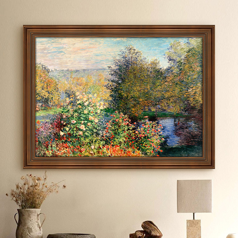 Monet Vintage European-Style Oil Painting Garden American Decorative Painting Hanging Painting Water Lily Living Room Entrance Combination Painting Famous Painting Wholesale