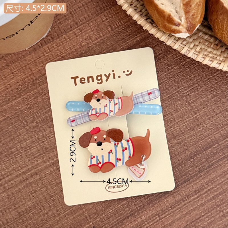 可爱萌趣小熊亚克力发夹套装少女百搭创意刘海夹边夹卡通碎发夹发|undefined
