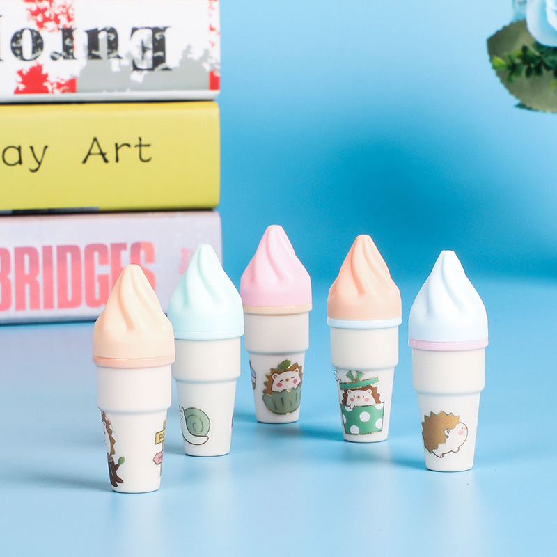 YS6090 helado de dibujos animados resaltar pluma estudiante escuela suministros marcador pluma con regalo DIY lindo pegatinas