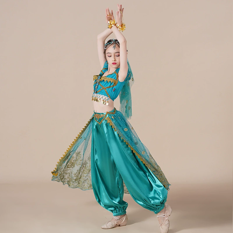 Костюмы для индийских танцев, этническое платье принцессы Жасмин, детские костюмы для выступлений, женский экзотический стиль Синьцзяна