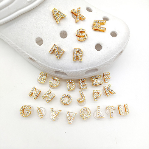 Alloy gold letter necklace DIY clog shoe shoe flower decoration versatile fashion shoe buckle croc