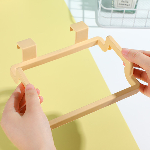 Kitchen hanging cabinet door garbage bracket without punching door back macaron color storage rack plastic bag garbage rack