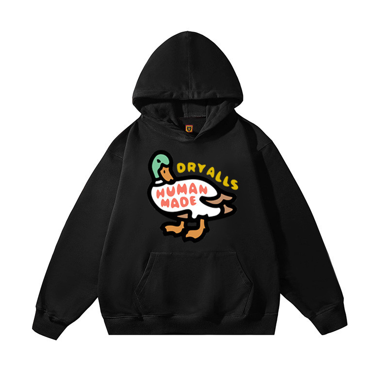 Sudadera con capucha holgada para hombre y mujer con estampado de pato salvaje de los años 20 hecha a mano, tendencia de invierno para parejas_voghion.com