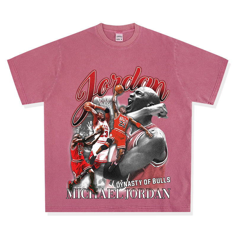 Manga corta roja rosa lavada