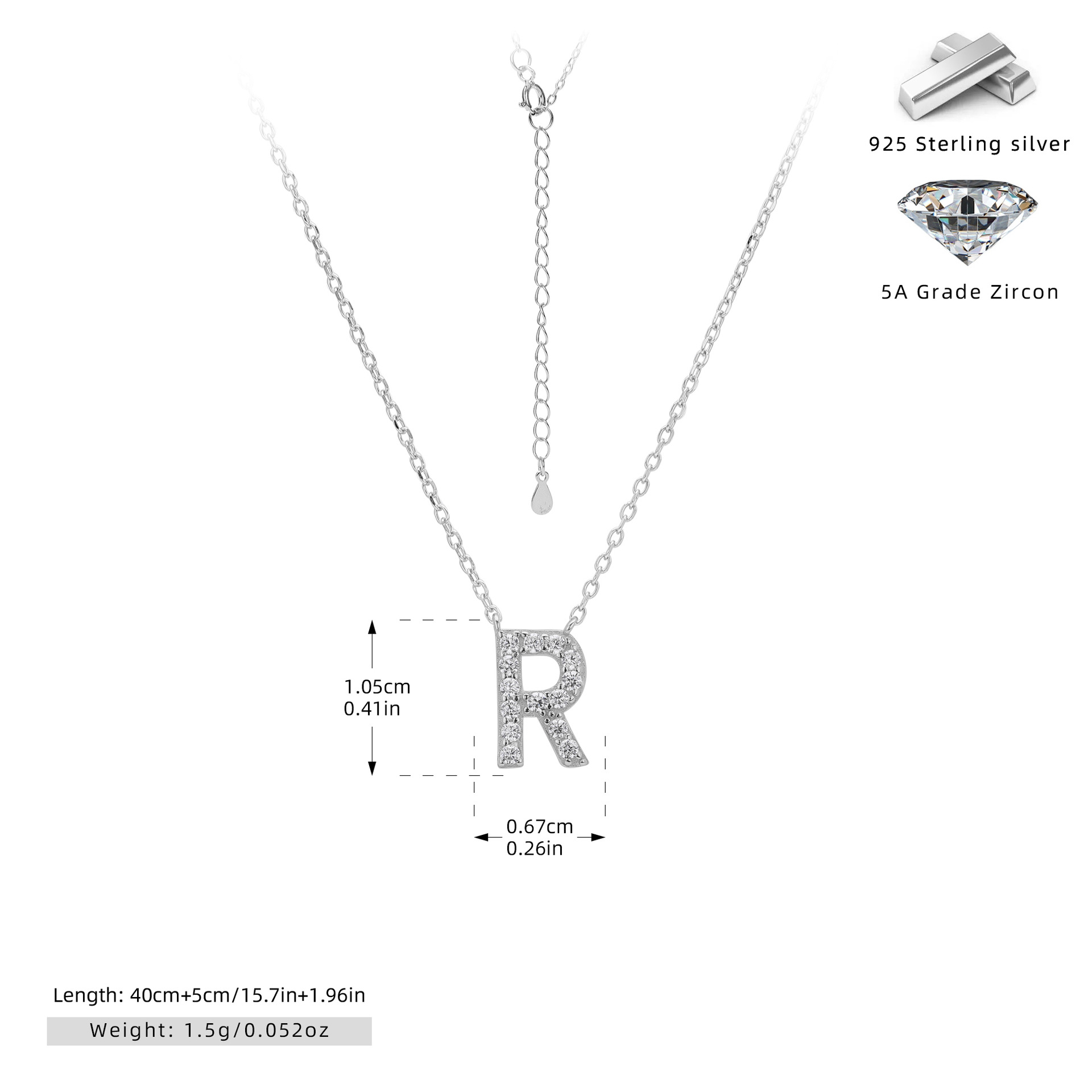 925 Silver Plated Platinum-R