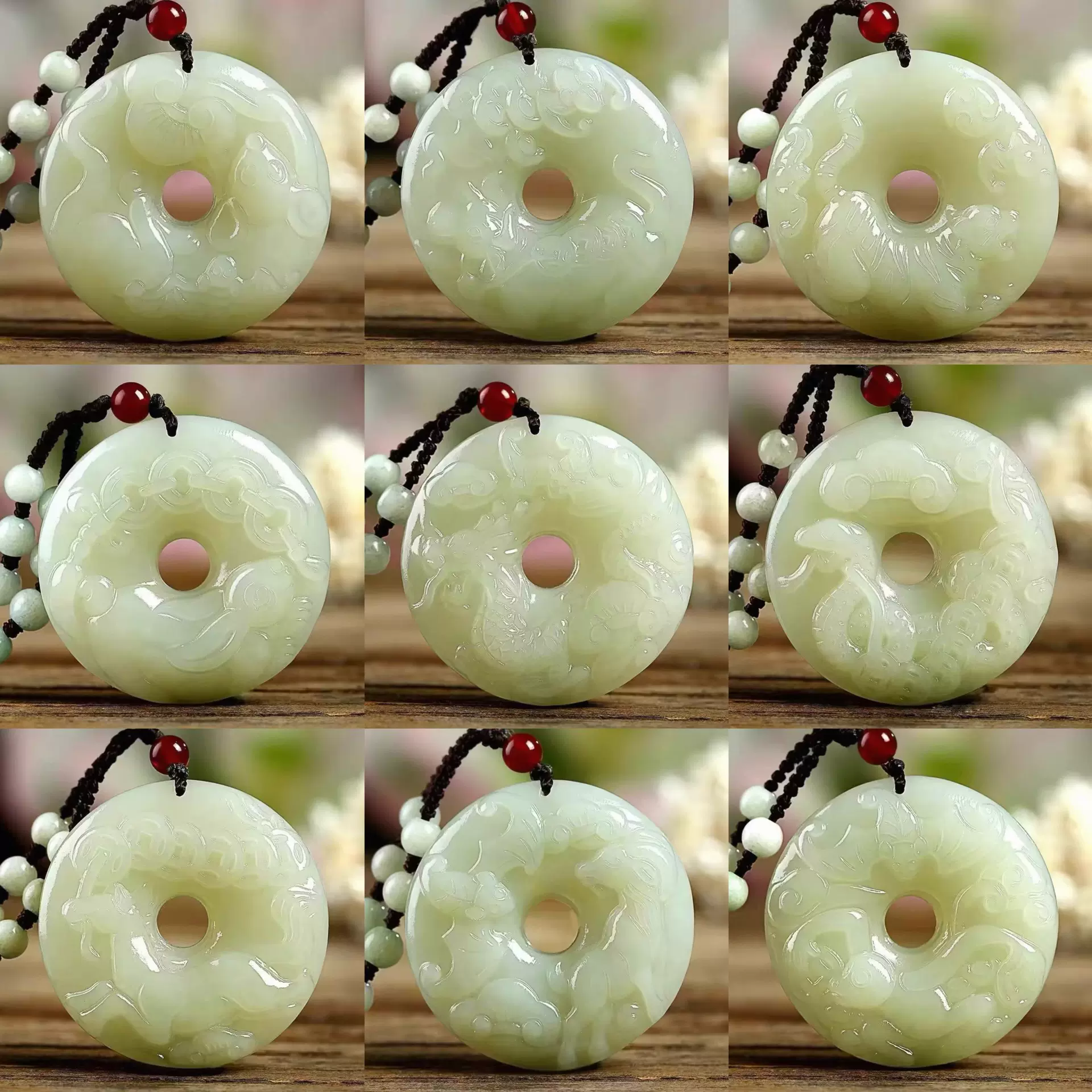 青白玉十二生肖吊坠阿富汗玉天然玉石项链挂件平安扣玉佩直播货源