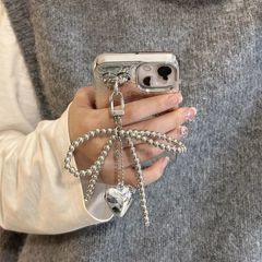 吊墜鑰匙扣掛件新款甜美銀珠手機輕奢蝴蝶結車銀愛心韓系女款其他