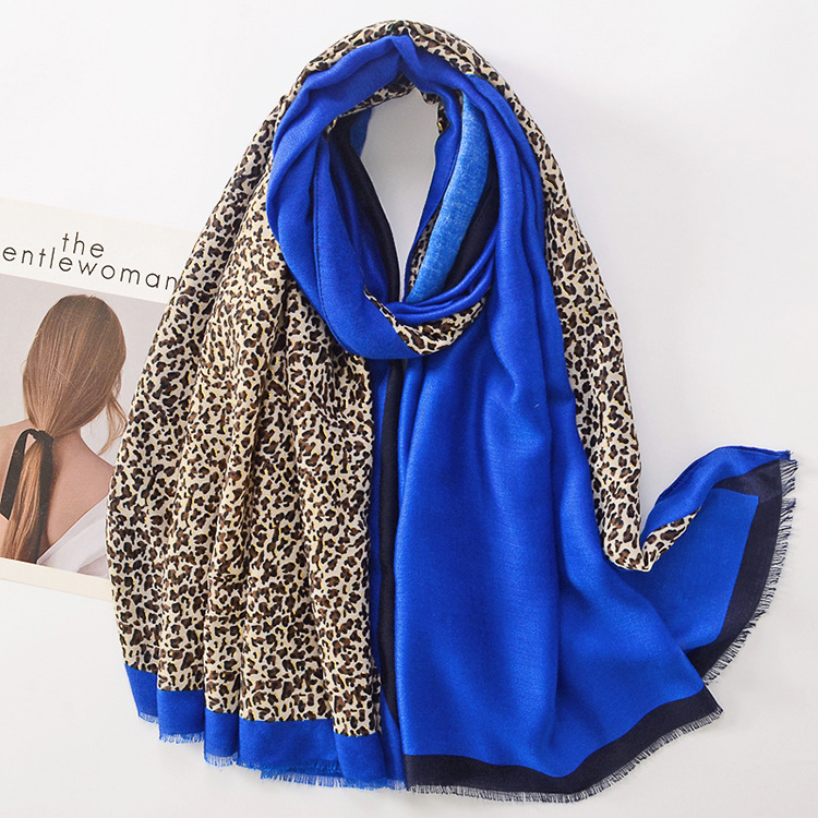 Estampado de leopardo bronceado color a juego algodón y lino sensación bufanda viaje cálido sol protección borde deshilachado chal decorativo suave satén bufanda de algodón