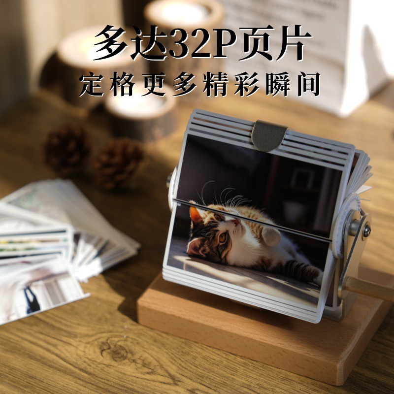 猫と犬のペット写真アルバム、カスタムアニメーション機械式手動ページめくり記念品、クリエイティブなページめくり写真アルバムギフト|undefined