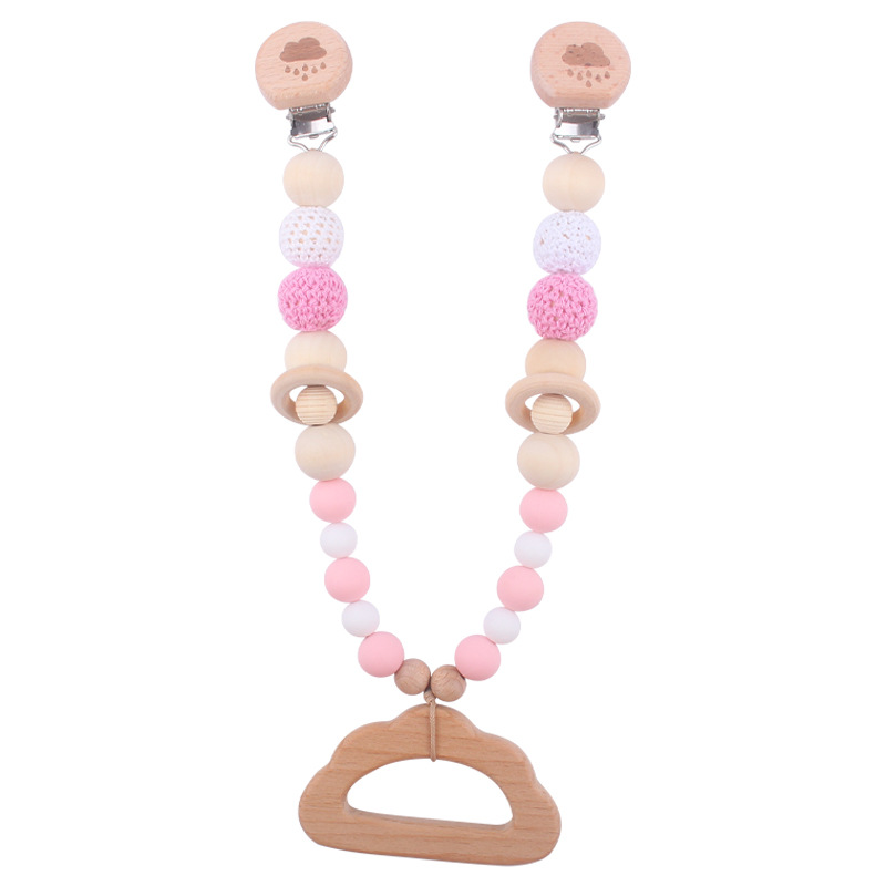 Nuevo bebé suministros de dibujos animados animal patrón Haya clip calmante bebé chupete cadena coche colgando mordedor conjunto de tres piezas
