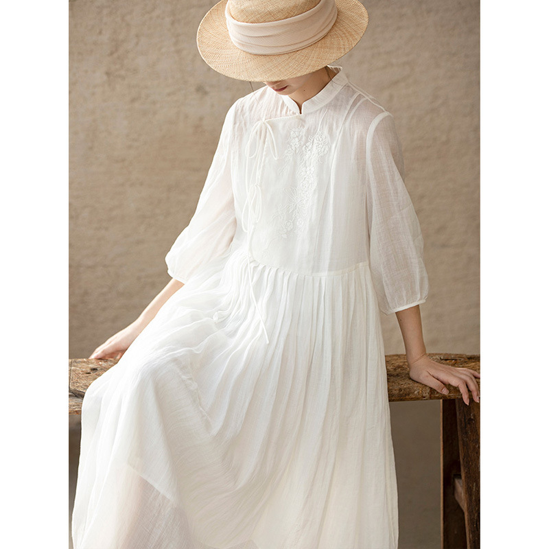 2025 Summer New Style Ramie Embroidered Artistic Style dress Women's White Retro Mori Style Fresh High-end Cotton Linen Dress 2025 Summer New Style Ramie Embroidered Artistic Style dress Women's White Retro Mori Style Fresh High-end Cotton Linen Dress