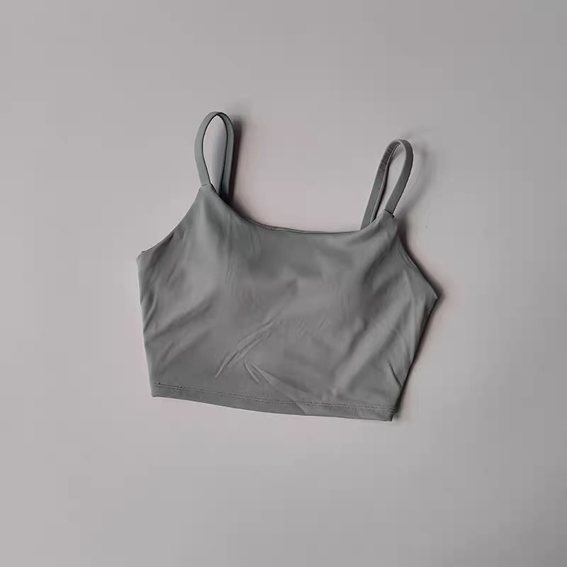 夏薄型スポーツキャミソール女性の胸パッドオールインワン美しい背中ヌードスポーツ下着耐衝撃フィットネスベスト|undefined