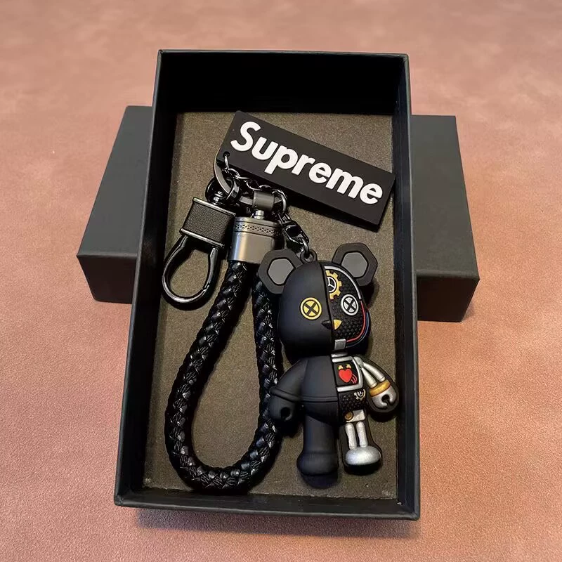 Персонализированный автомобильный брелок с механическим медведем, милая мультяшная кукла, высококачественный брелок для пары, сумка, подвеска, модный брендовый подарок