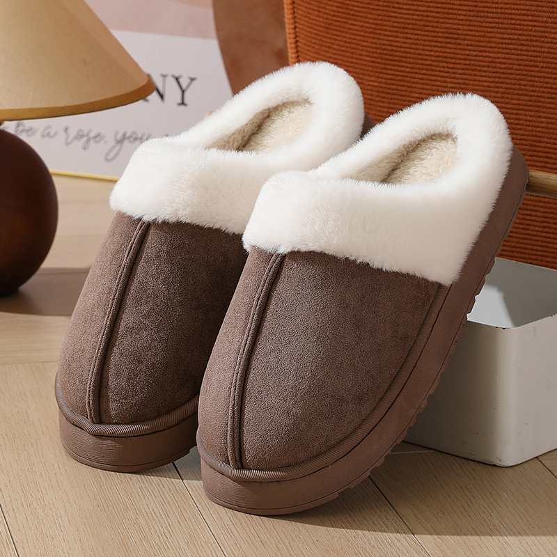 thumbnail image 1 of Zapatillas peludas de suela gruesa para mujer, pantuflas de algodón con puntera cálida y suela gruesa para ventana exterior, otoño e invierno, 1 of 5