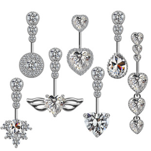 Gaby European and American Cross-border Water Drops Heart-shaped Wings Navel Ring Zircon Navel Nail Umbilical Ornaments Human Body Piercing Jewelry
