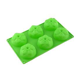 6连花瓣硅胶蛋糕模具圆形烤箱模具DIY皂模烘焙工具冰皮月饼模具