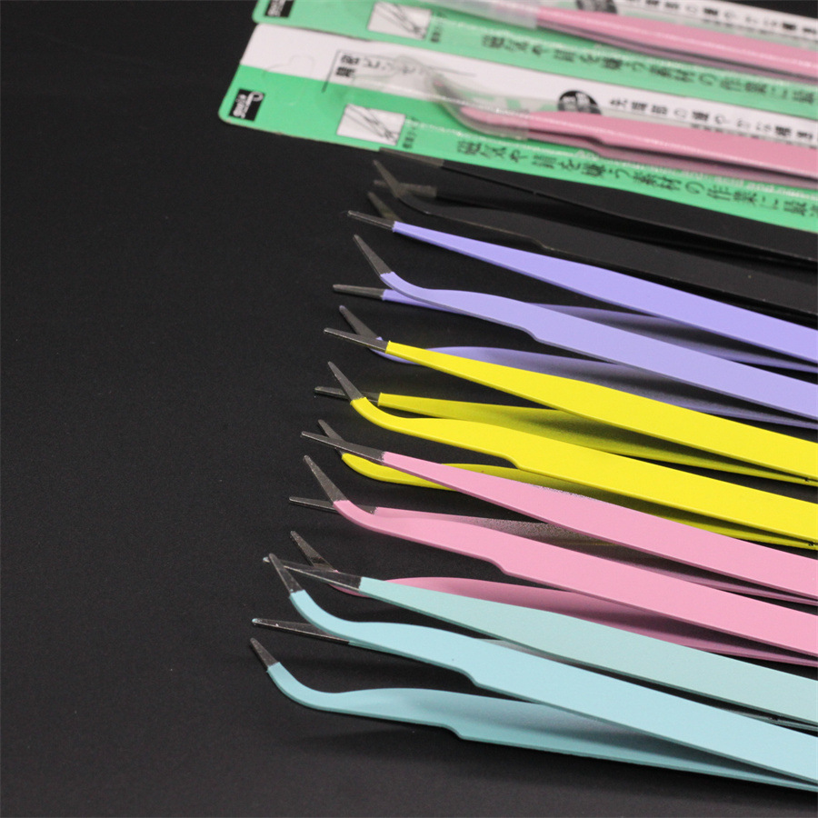 手帐镊子黑色不锈钢尖头镊子美甲贴钻实验邮票手工diy夹子批发