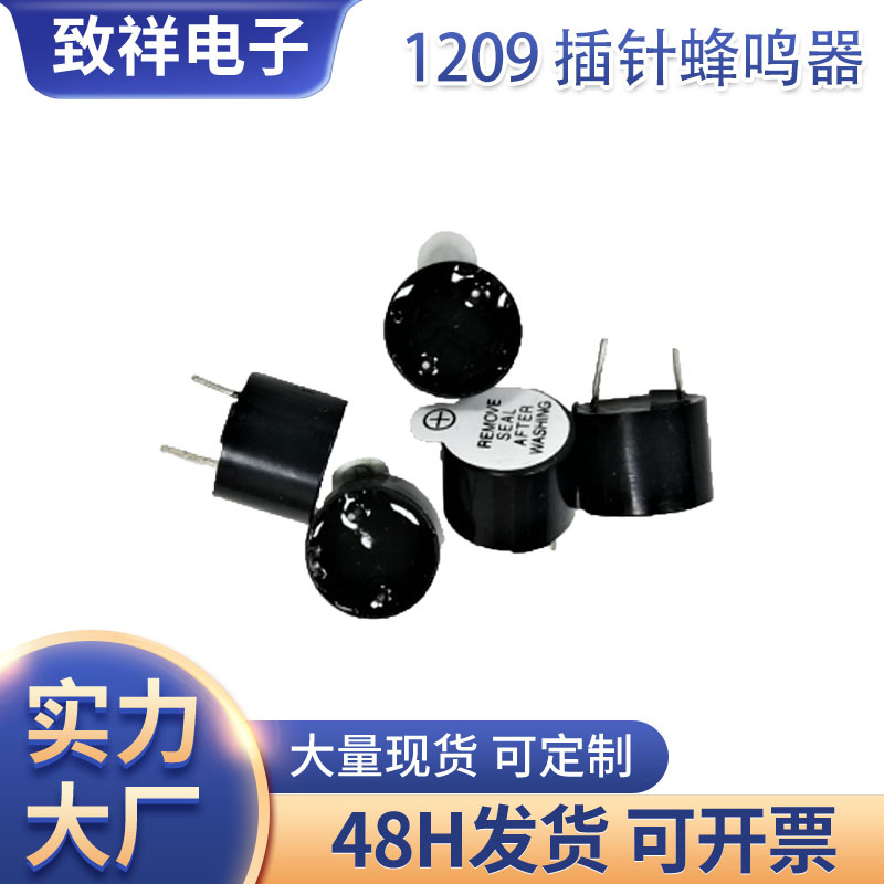 厂家供应1209电磁式一体蜂鸣器12mm12V插针蜂鸣器