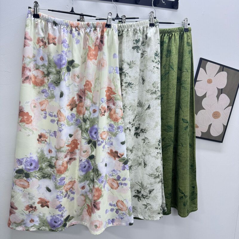 Cotton Silk Half-Length Skirt for Women, Thin and Loose-Fitting, Plus Size, Suitable for Pregnant Women, Can Be Worn as a Nightgown, High-Waisted, with a Large Skirt Hem, Fresh and Sweet Style
