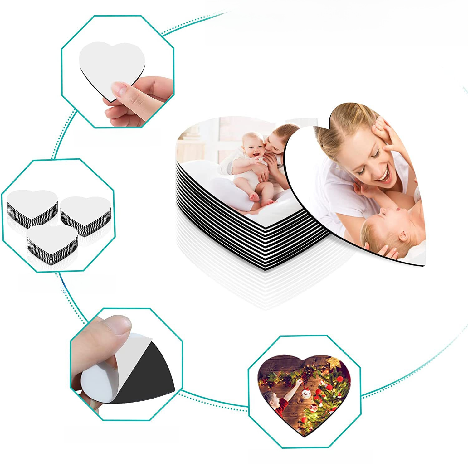 (2개) 30PCS 승화 냉장고 자기 스티커 열 전달 빈 냉장고 스티커 개인화 된 승화 전송 빈 냉장고 스티커
