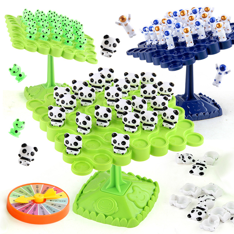 Niños rompecabezas rana panda árbol de equilibrio superposición música astronauta árbol de equilibrio juego de mesa doble juguete interactivo