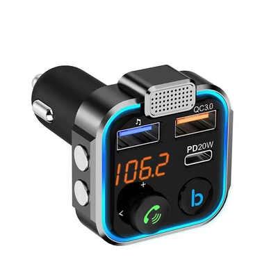 Cross-Border Car Bluetooth Mp3 Music Player Bt5.0 Fm Transmitter Pd20W Qc3.0 Mobile Phone Charging (FM Modulyator) - p5-bluetooth-mp3