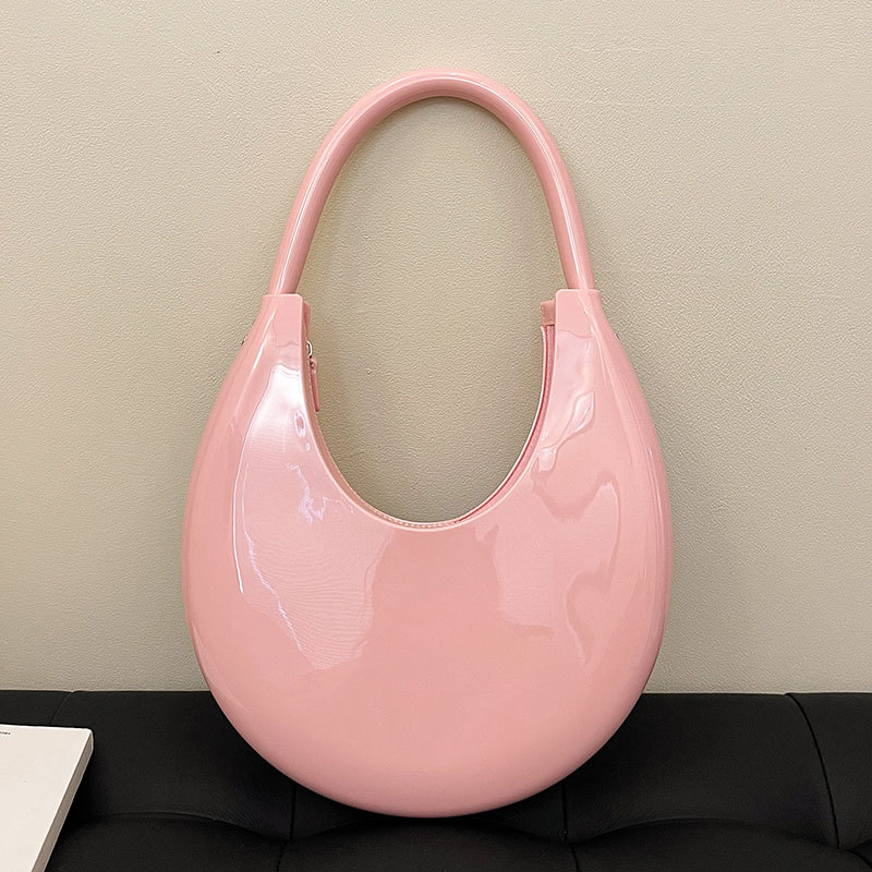 Cross-Border Trendy Minimalist Versatile Underarm Crescent Bag, Individual Texture Solid Color Plastic Shoulder Bag For Women