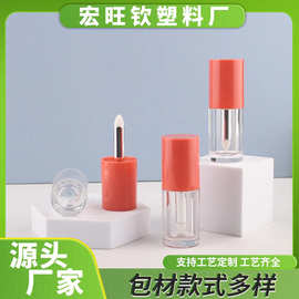 厂家批发6ml粉色透明管带刷头唇釉瓶粉底液高光遮瑕提亮液分装瓶