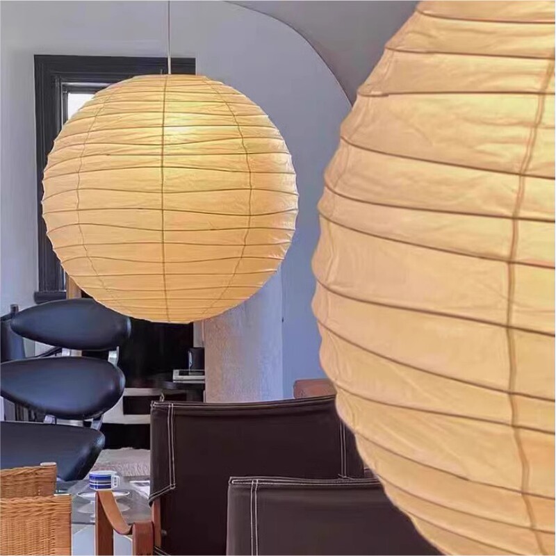 Noguchi Yong Paper Lamp Japanese Style Wabi-Sabi Style Bedroom Restaurant B&B Living Room Clothing Store Atmosphere Round Ball Rice Paper Chandelier