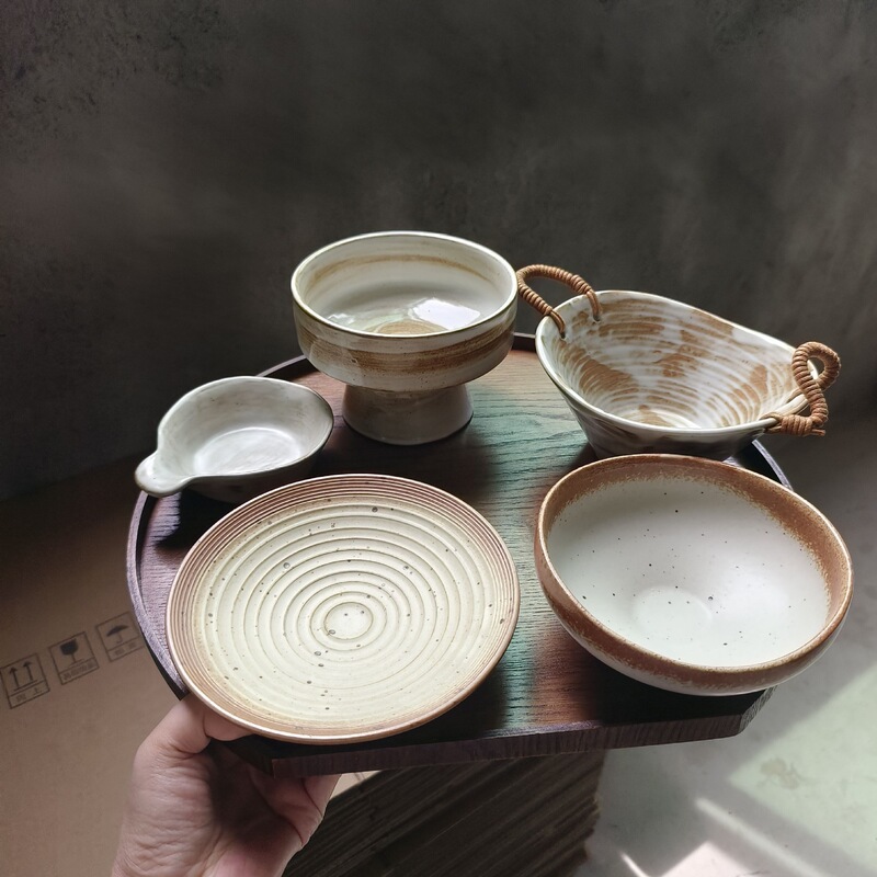 Cost-Effective One-Person Tableware Set Jingdezhen Stoneware Tableware Meal-Sharing Breakfast Check-In Silk Flower