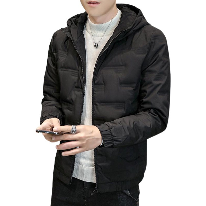 Alta chaqueta de terciopelo 2023 invierno corto nueva ropa de trabajo abajo chaqueta de los hombres de moda Slim guapo chaqueta con capucha moda