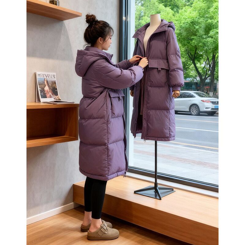 Women's Mid-Length down Cotton Coat, 2026 Winter New Korean Style, Loose Fit, Slimming, Thickened, Warm Jacket for Women